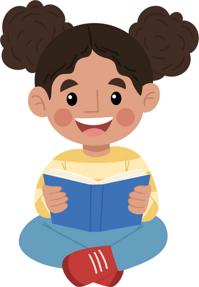 Cheerful girl reading a book